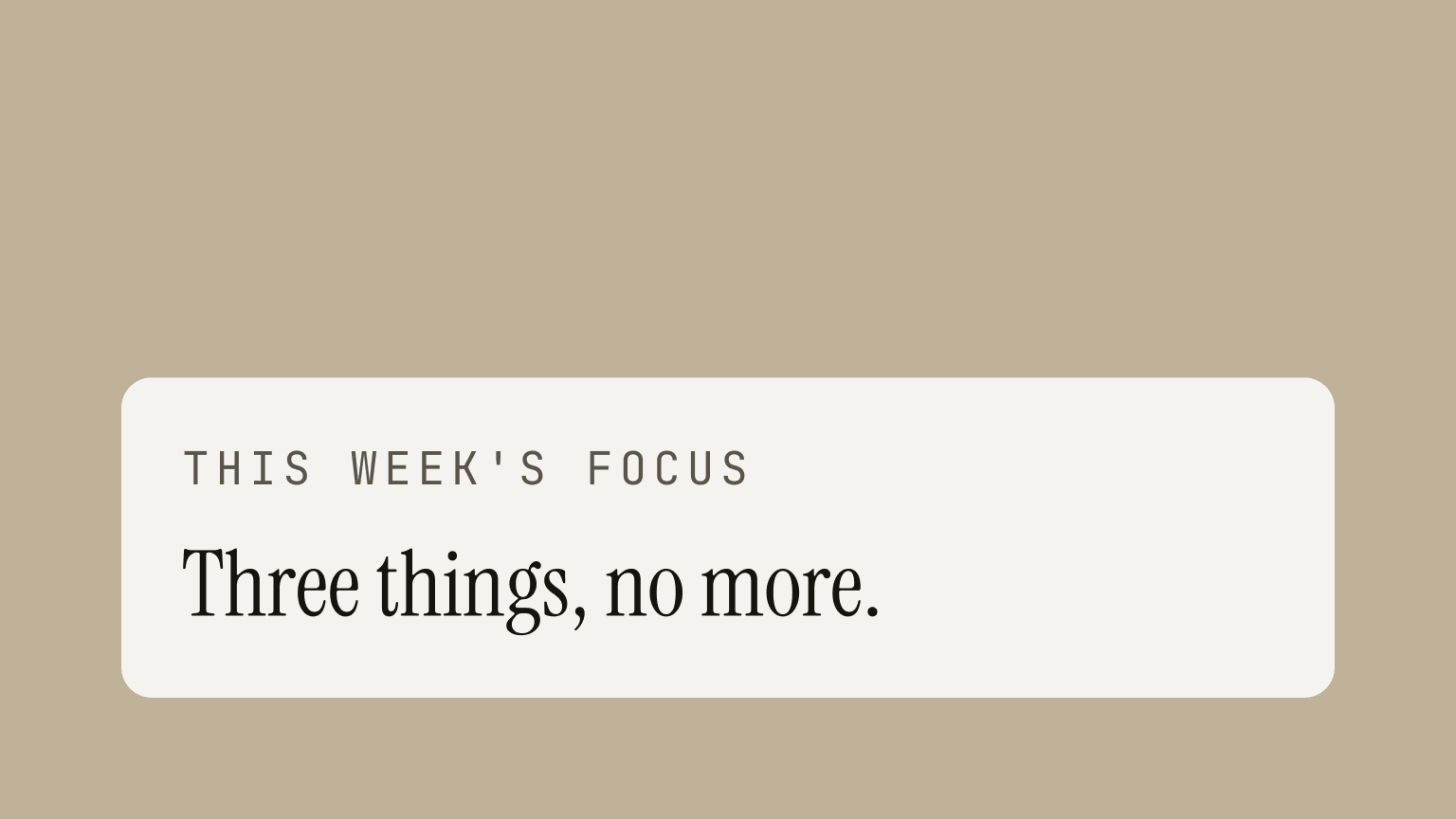 Slow Week — calmer planning slow week — calmer planning